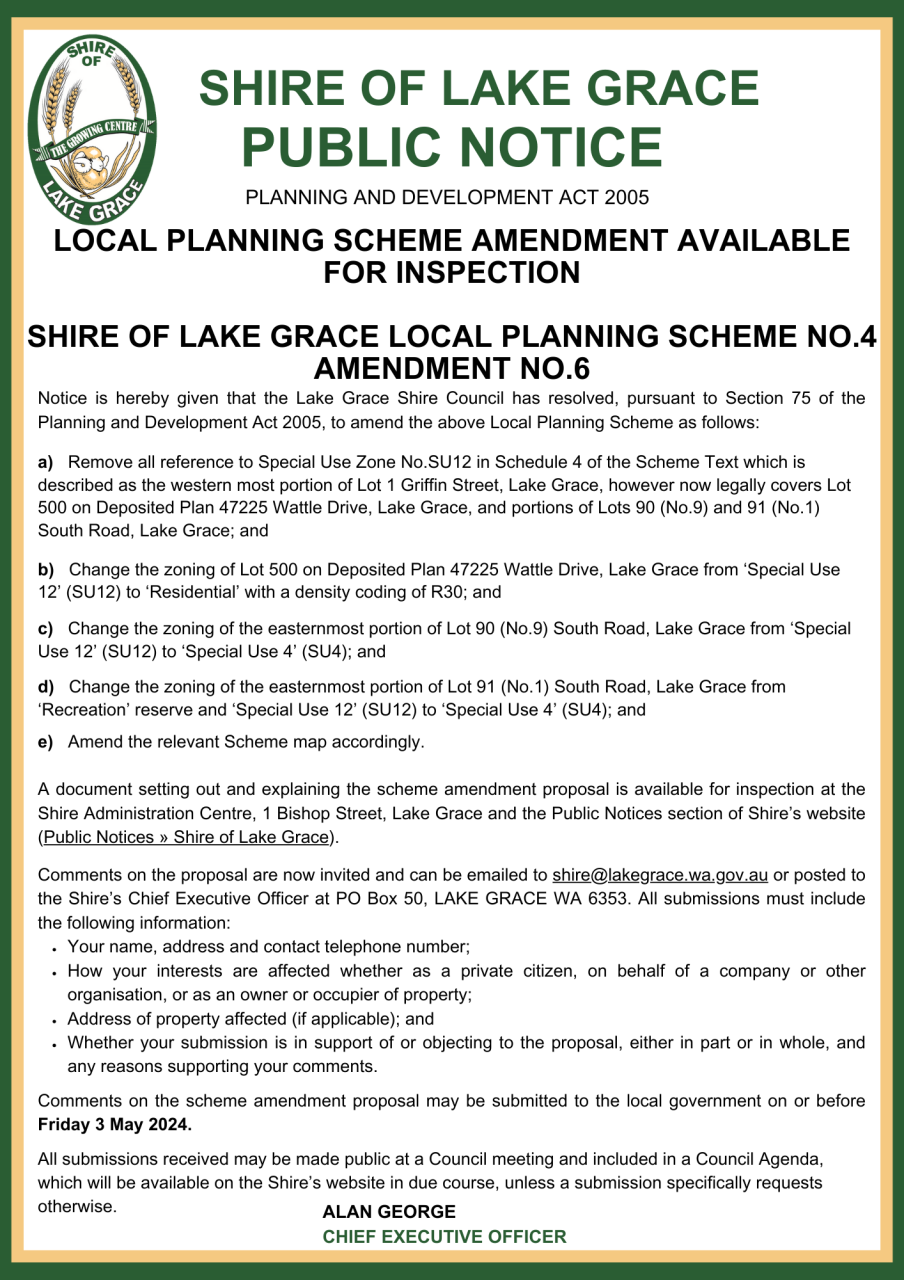 Local Planning Scheme Amendment Available for Inspection