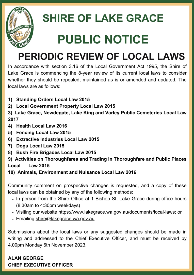 Review of Local Laws